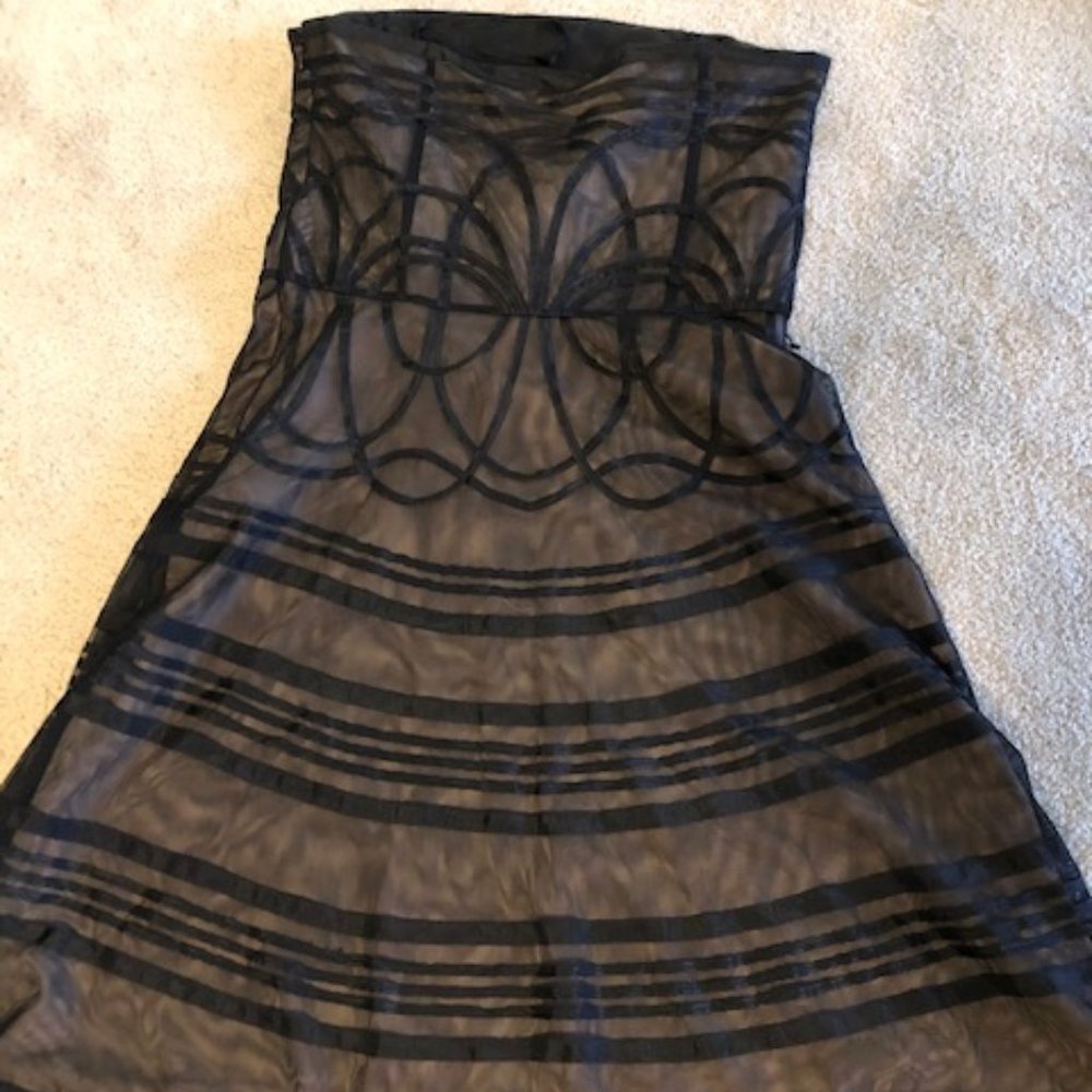 Ann Taylor strapless, A-line black overlay dress